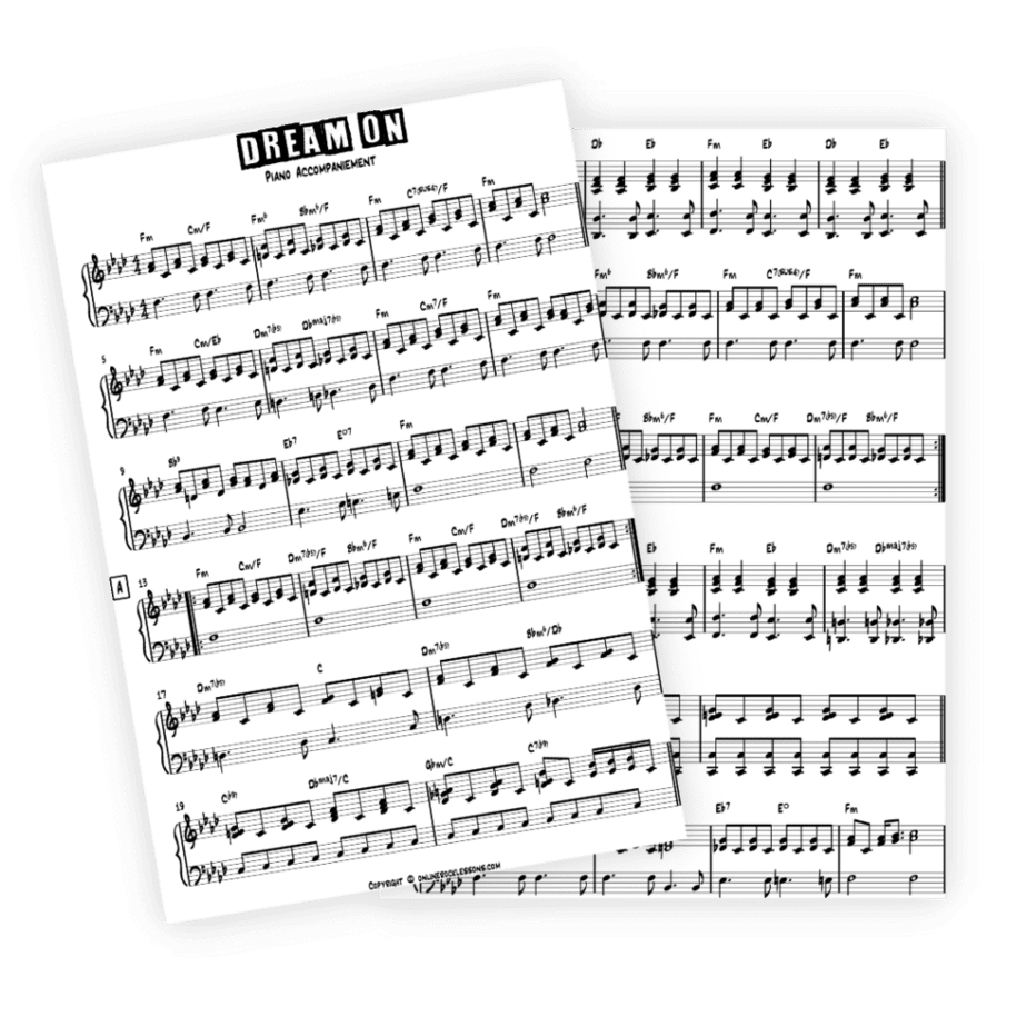 Dream On sheet music for alto saxophone solo (PDF-interactive)